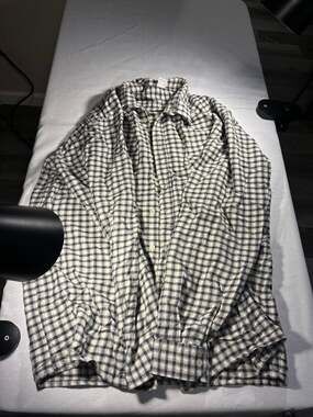 Vintage 90s Style Blue White Gingham Plaid Flannel Button Up Shirt 40/42